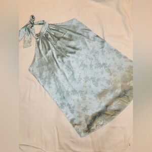Baby Blue Silk Halter, Backless Dress